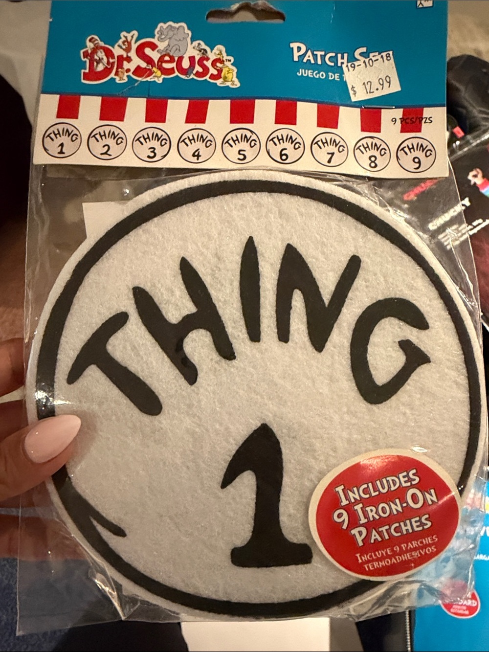 Dr. Seuss Thing 1 White & Black Iron-On Patch Set - 9-Pack